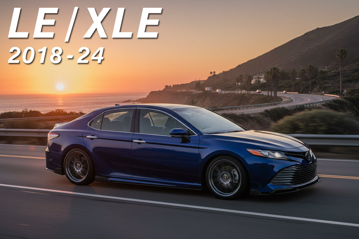 Modified Toyota Camry XLE / LE cruising with a sunset behind.