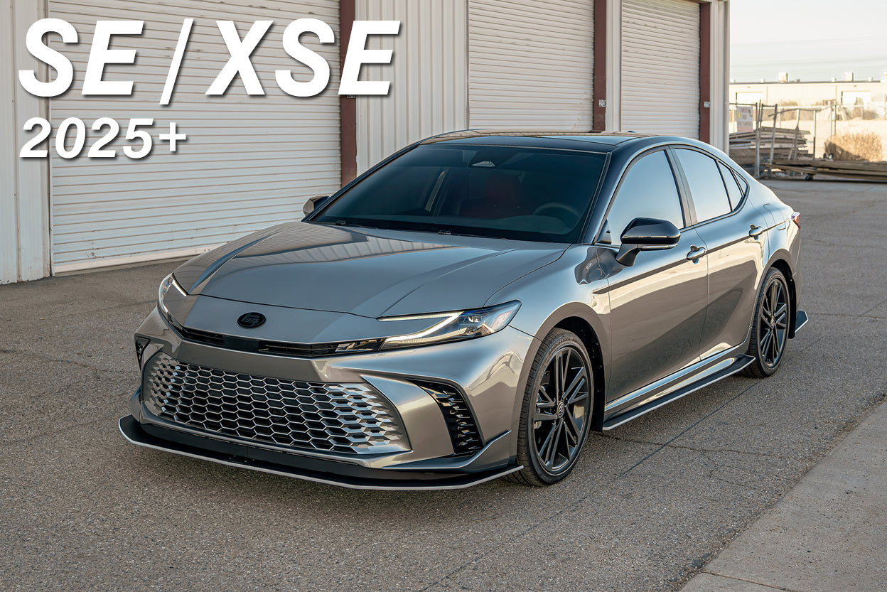 Toyota Camry SE XSE XV80 2025+ in Silver with FSPE body kit on a street with warehouses behind