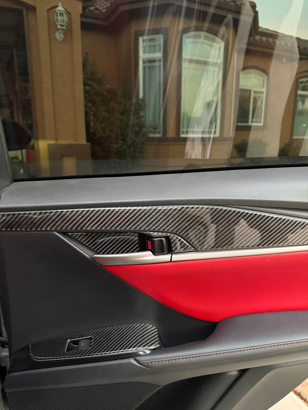 Carbon Fiber Interior Rear Door Panels Trim Kit - Toyota Camry (2025-2026) SE / XSE / LE / XLE