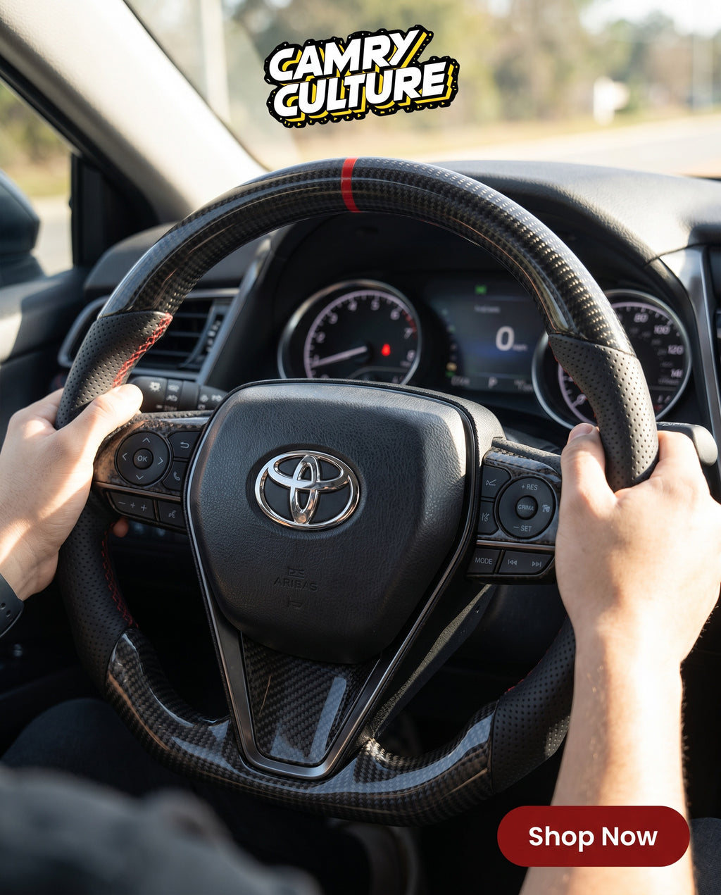 HRS Carbon Fiber Steering Wheel - Toyota Camry (2018-2024) SE / XSE / LE / XLE / TRD