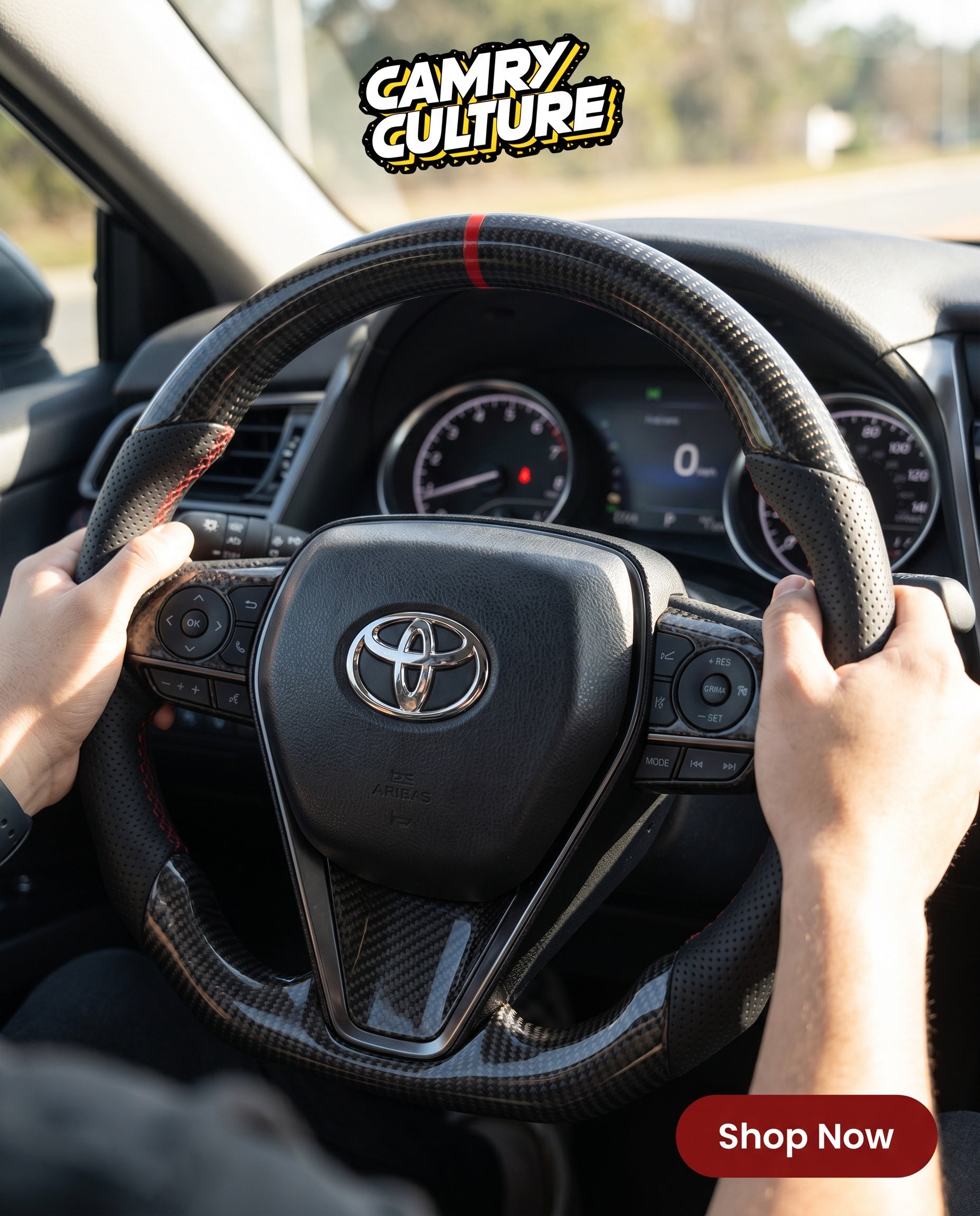 HRS Carbon Fiber Steering Wheel - Toyota Camry (2018-2024) SE / XSE / LE / XLE / TRD