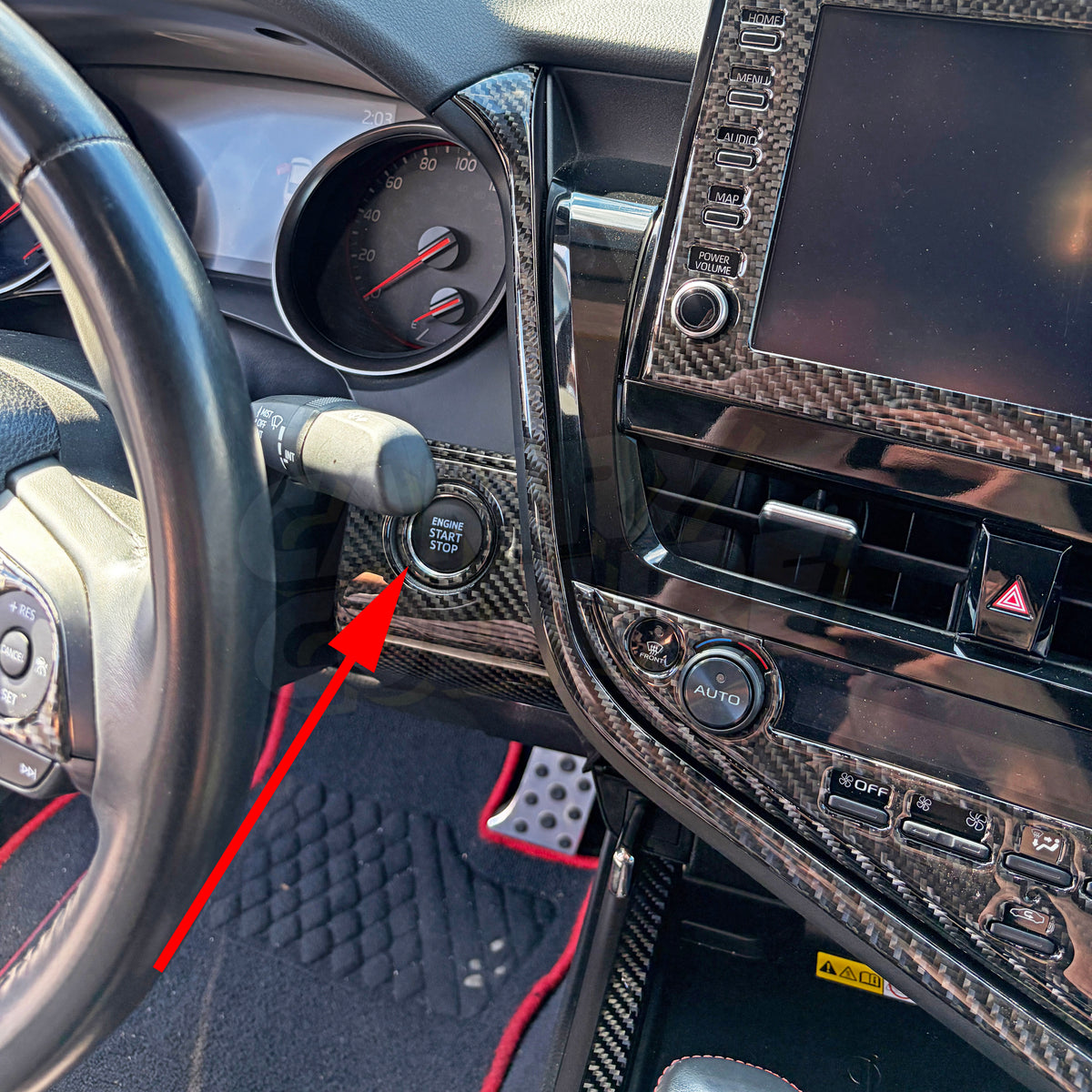 Carbon Fiber Engine Push-to-Start Button Ring - Toyota Camry (2018-2024) SE / XSE / LE / XLE / TRD