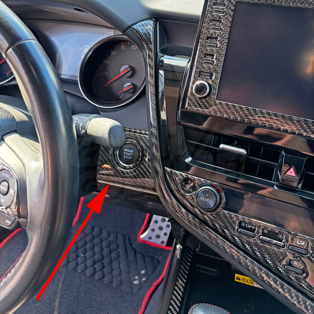 Carbon Fiber Ignition Start Button Frame Trim - Toyota Camry (2018-2024) SE / XSE / LE / XLE / TRD
