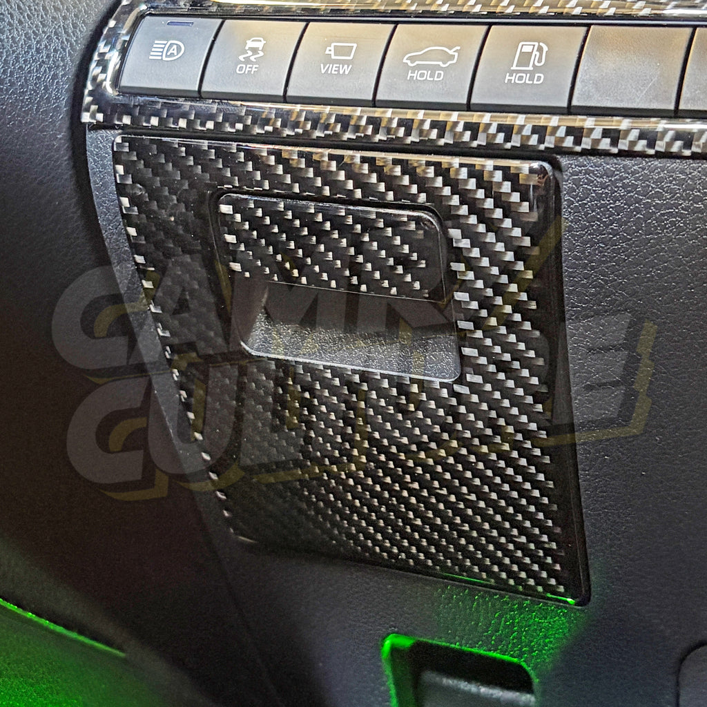 Carbon Fiber Driver's Seat Storage Box & Handle Trim - Toyota Camry (2018-2024) SE / XSE / LE / XLE / TRD