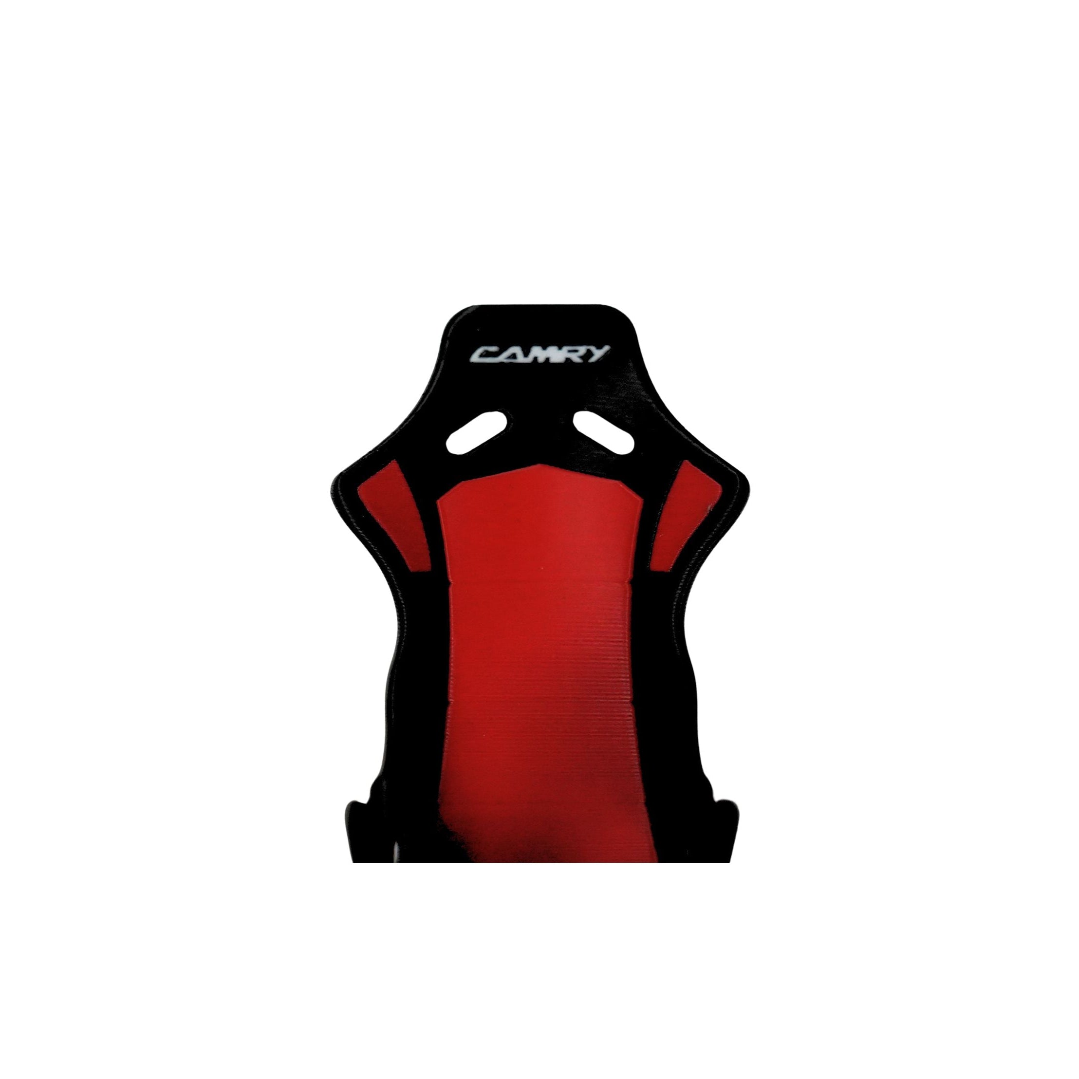Red and black gaming race chair with 'Camry' lettering on a white  background for desk - phone holder