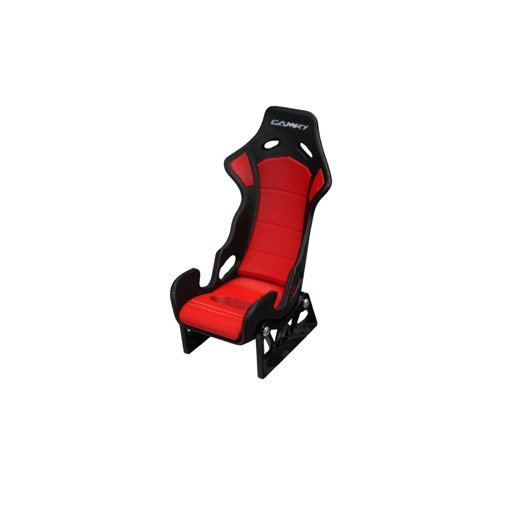 Red racing seat with black frame on a white background