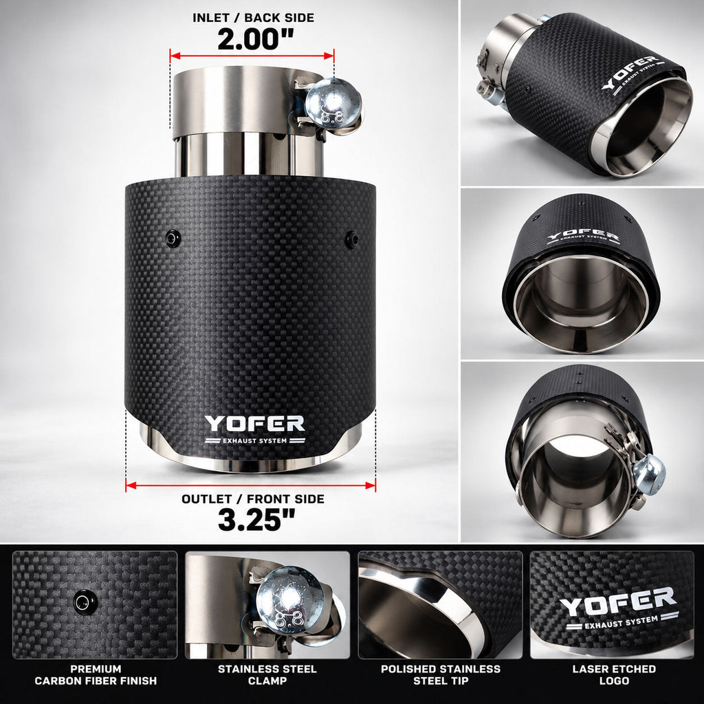 YOFER Quad Exhaust System with Carbon Fiber Tips - Toyota Camry (2025-2026) SE / XSE w/ YOFER Dual Cut Outs Diffuser