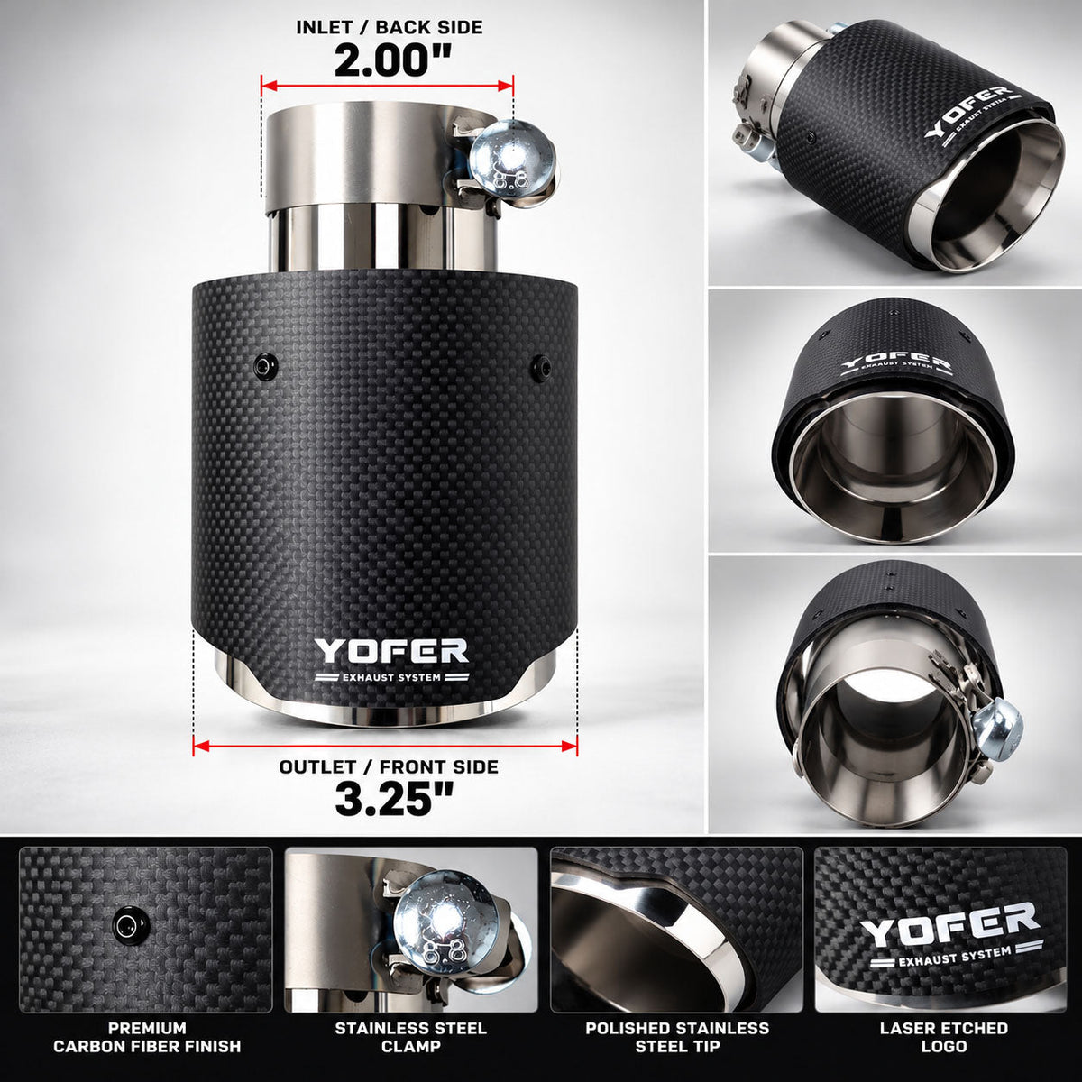 YOFER Quad Exhaust System with Carbon Fiber Tips - Toyota Camry (2025-2026) SE / XSE w/ YOFER Dual Cut Outs Diffuser